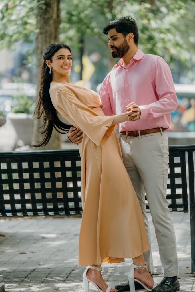 couple, downtown
