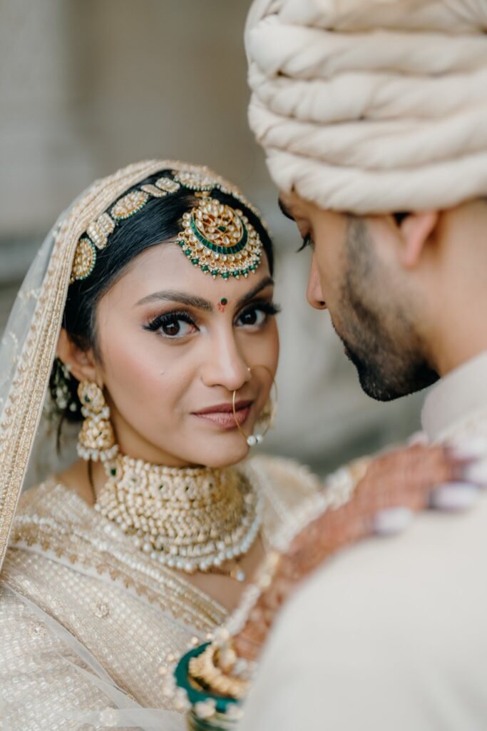 Close portrait of the bride and groom