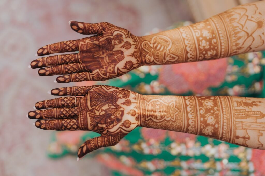 Bride's hands with intricate henna