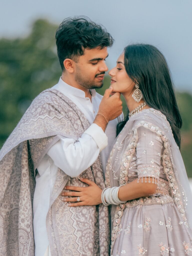 white horse couple photoshoot