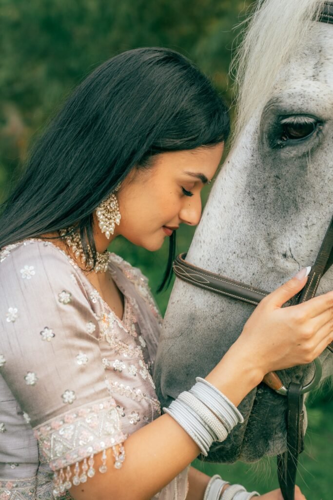 white horse couple photoshoot